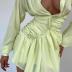 autumn sexy v-neck pleated long-sleeved shirt short dress nihaostyles wholesale clothing NSFR80907