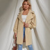 women s retro double buckle khaki windbreaker coat nihaostyles wholesale clothing NSLIH80929