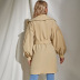 women s retro double buckle khaki windbreaker coat nihaostyles wholesale clothing NSLIH80929