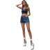 women s loose color matching denim straight shorts nihaostyles wholesale clothing NSJM80950