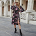 autumn and winter women s round neck flower print slitted dress nihaostyles wholesale clothing NSJM80951