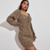 women s low-cut square collar leopard print zipper short dress nihaostyles wholesale clothing NSLIH80964