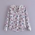 women s V-neck floral print loose long-sleeved shirt nihaostyles wholesale clothing NSAM81000