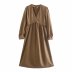 women s poplin V-neck pleated dress nihaostyles wholesale clothing NSAM81003