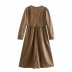 women s poplin V-neck pleated dress nihaostyles wholesale clothing NSAM81003