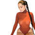 solid color mesh round neck pullover long-sleeved jumpsuit nihaostyles clothing wholesale NSMG81138