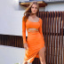 solid color stitching round neck hollow dress nihaostyles clothing wholesale NSMG81141