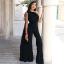 solid color long-sleeved one-shoulder pleated jumpsuit nihaostyles clothing wholesale NSMG81148