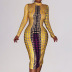 yellow polka-dot long-sleeved round neck dress nihaostyles clothing wholesale NSFLY81208