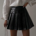 Leather Pleated Skirt NSFLY81214