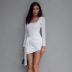 square neck halter long-sleeved lace-up slim dress nihaostyles clothing wholesale NSXPF81221