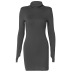 high-neck zipper long-sleeved sleeve dress nihaostyles clothing wholesale NSXPF81226
