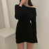 solid color tight long sleeve off-the-shoulder pleated skirt nihaostyles clothing wholesale NSXPF81245
