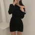 solid color tight long sleeve off-the-shoulder pleated skirt nihaostyles clothing wholesale NSXPF81245