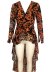irregular print V-neck long-sleeved blouse nihaostyles clothing wholesale NSLBS81480