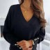 cuff button decoration V-neck long-sleeved solid color sweatshirt nihaostyles clothing wholesale NSLBS81482