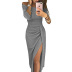 off-shoulder slit dress nihaostyles clothing wholesale NSLBS81486
