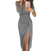 off-shoulder slit dress nihaostyles clothing wholesale NSLBS81486