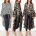 leopard print long-sleeved irregular lantern sleeve top nihaostyles clothing wholesale NSLBS81489