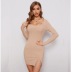 long-sleeved knitted slit dress nihaostyles clothing wholesale NSLBS81508