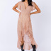 V-neck short-sleeved irregular ruffled chiffon dress nihaostyles clothing wholesale NSLBS81507