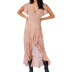 V-neck short-sleeved irregular ruffled chiffon dress nihaostyles clothing wholesale NSLBS81507