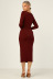 Tight-Fitting Slimming Hollow Twisted Long-Sleeved Slit Dress NSMDF81529