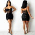 Solid Color Sequined Wrap Chest Suspender Prom Dress NSXYZ81569