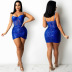Solid Color Sequined Wrap Chest Suspender Prom Dress NSXYZ81569