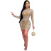 Rhinestone Round Neck Long Sleeve Prom Dress NSXYZ81570