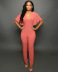 solid color loose jumpsuit with zipper nihaostyles clothing wholesale NSXYZ81586