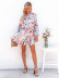 Flower Print buttoned Lantern Long Sleeve Dress nihaostyles wholesale clothing NSXIA83222
