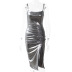 Sling Tight Shiny Slit Dress NSXPF77240