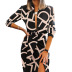 print long-sleeved V-neck slit dress nihaostyles clothing wholesale NSZH81591