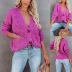 solid color V-neck single-breasted long-sleeved sweater nihaostyles clothing wholesale NSZH81596