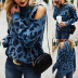 leopard print high neck long sleeve off-the-shoulder sweater nihaostyles clothing wholesale NSZH81602