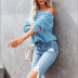 solid color loose V-neck lantern sleeve sweater nihaostyles clothing wholesale NSZH81603