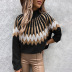 printed high-neck long-sleeved loose sweater nihaostyles clothing wholesale NSZH81604
