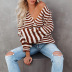 loose single-breasted V-neck striped sweater nihaostyles clothing wholesale NSZH81606