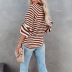 loose single-breasted V-neck striped sweater nihaostyles clothing wholesale NSZH81606