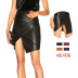 solid color irregular leather skirt nihaostyles clothing wholesale NSZLJ81644