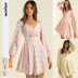 floral digital printing V-neck long-sleeved dress nihaostyles clothing wholesale NSMDF81657
