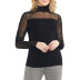 solid color high collar net yarn long-sleeved T-shirt nihaostyles clothing wholesale NSXYZ81671