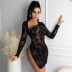 lace zipper slit dress nihaostyles clothing wholesale NSYMA81697