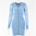 single-breasted mesh long-sleeved V-neck dress nihaostyles clothing wholesale NSFD81707