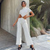 fake two-piece high-neck strap hollow wide-leg jumpsuit nihaostyles clothing wholesale NSFD81711