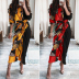 V-neck long-sleeved buttoned print dress nihaostyles wholesale clothing NSXIA83522
