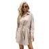 women s solid color lapel twist long-sleeved dress nihaostyles clothing wholesale NSYYF77326
