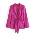 women s rose red stitching slim long-sleeved blazer nihaostyles clothing wholesale NSXPF77367