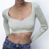 women s V-neck thread slim cropped knit sweater nihaostyles clothing wholesale NSXPF77380